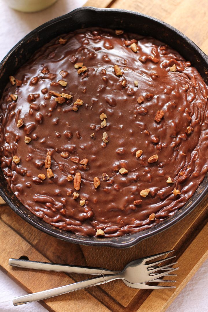 Gooey Chocolate Skillet Cake Ice Cream Sundae