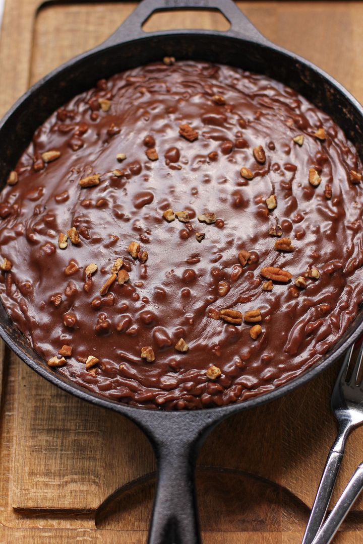 Gooey Chocolate Skillet Cake Ice Cream Sundae