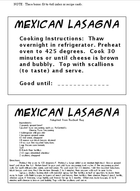 Mexican Lasagna filling: