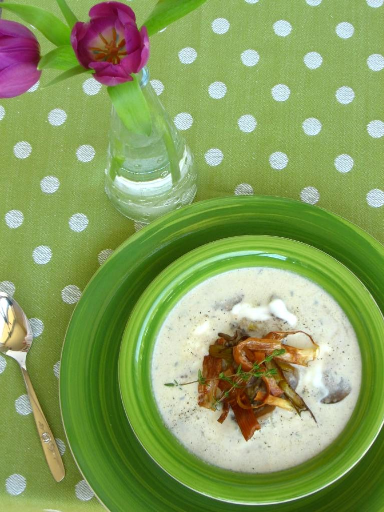 Magnificent Cream of Mushroom Soup with Crispy Leeks