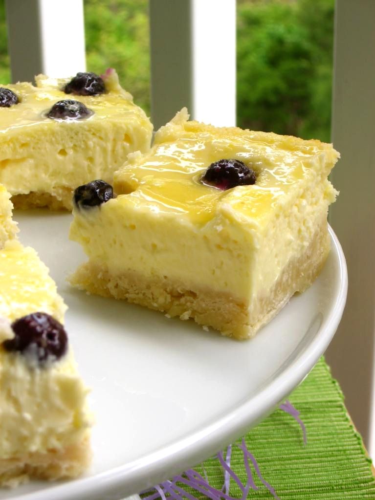 Lemon Blueberry Cheesecake Squares with Shortbread Crust