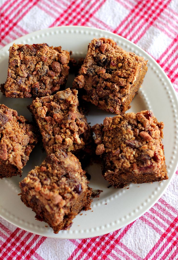 Make-Ahead Gingerbread Coffee Cake with Cranberry Pecan Streusel