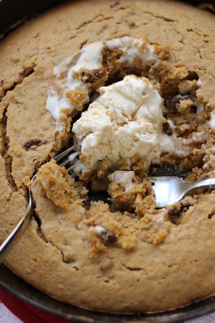 15 Easy Fall Recipes from Willow Bird Baking: ONE-SKILLET GOOEY PUMPKIN COOKIE CAKE