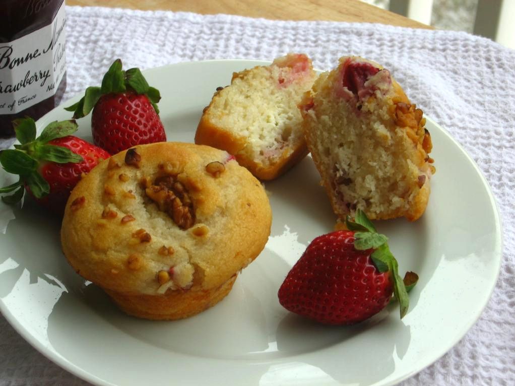 Strawberry Walnut Ricotta Muffins - Willow Bird Baking