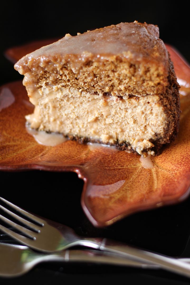 BROWN BUTTER PUMPKIN CAKE CHEESECAKE WITH SALTED CARAMEL