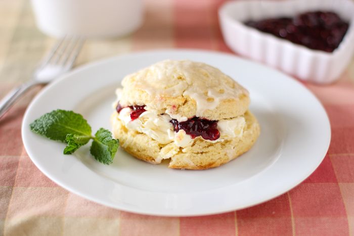 Almond Scones with Raspberry Jam and Clotted Cream