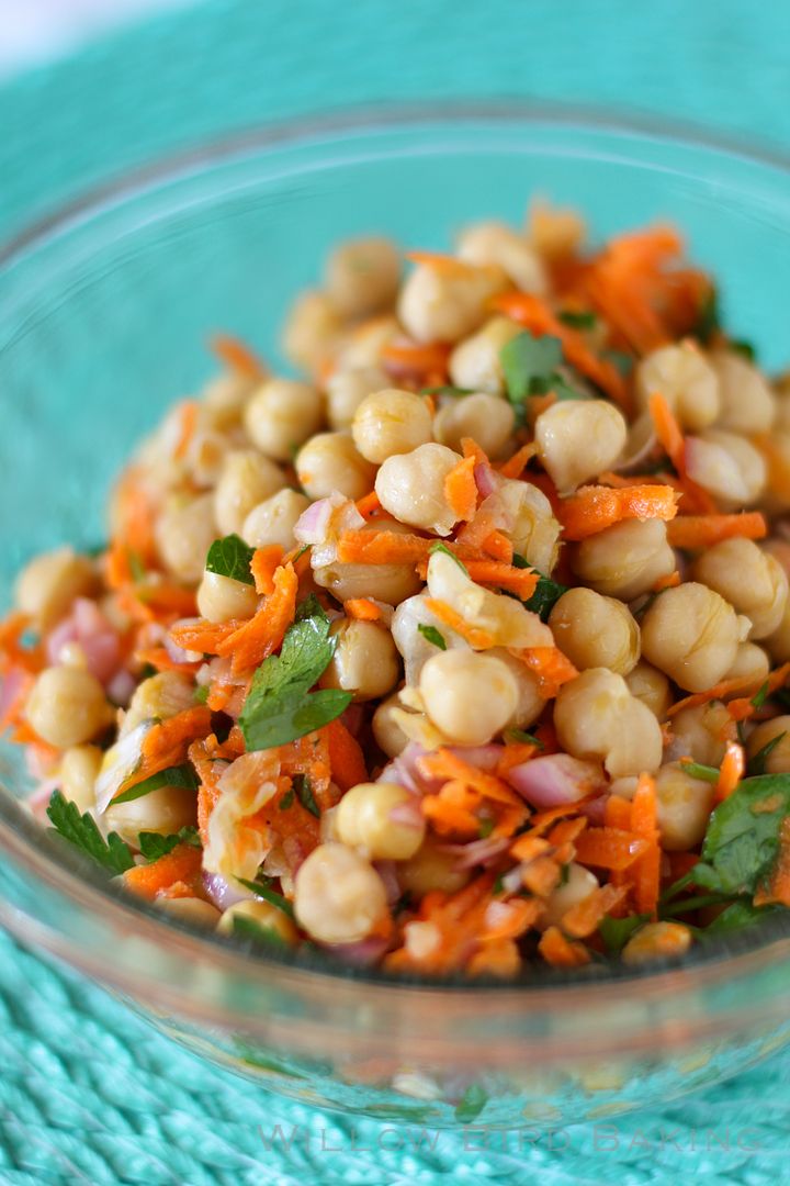 Warm Chickpea Salad with Shallots & Red Wine Vinaigrette