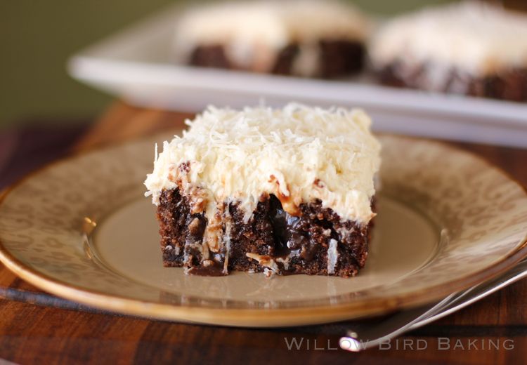 Chocolate Poke Cake with Whipped Coconut Icing