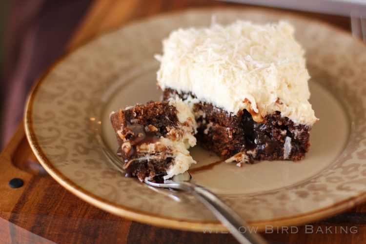 Chocolate Poke Cake with Whipped Coconut Icing