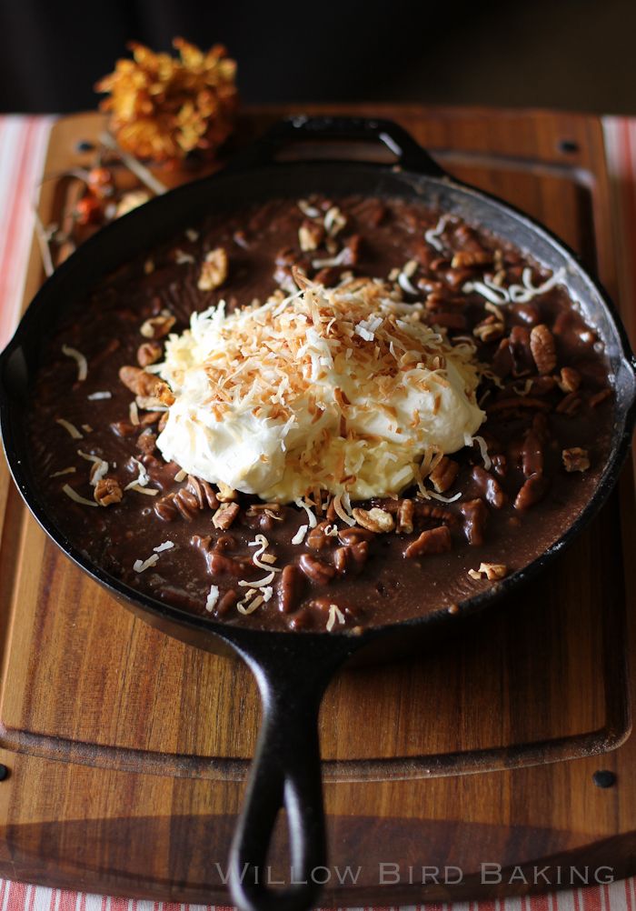 Gooey Chocolate Coconut Cream Skillet Cake