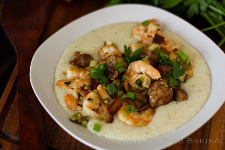 Shrimp and Grits (with Creamy White Cheddar Grits)