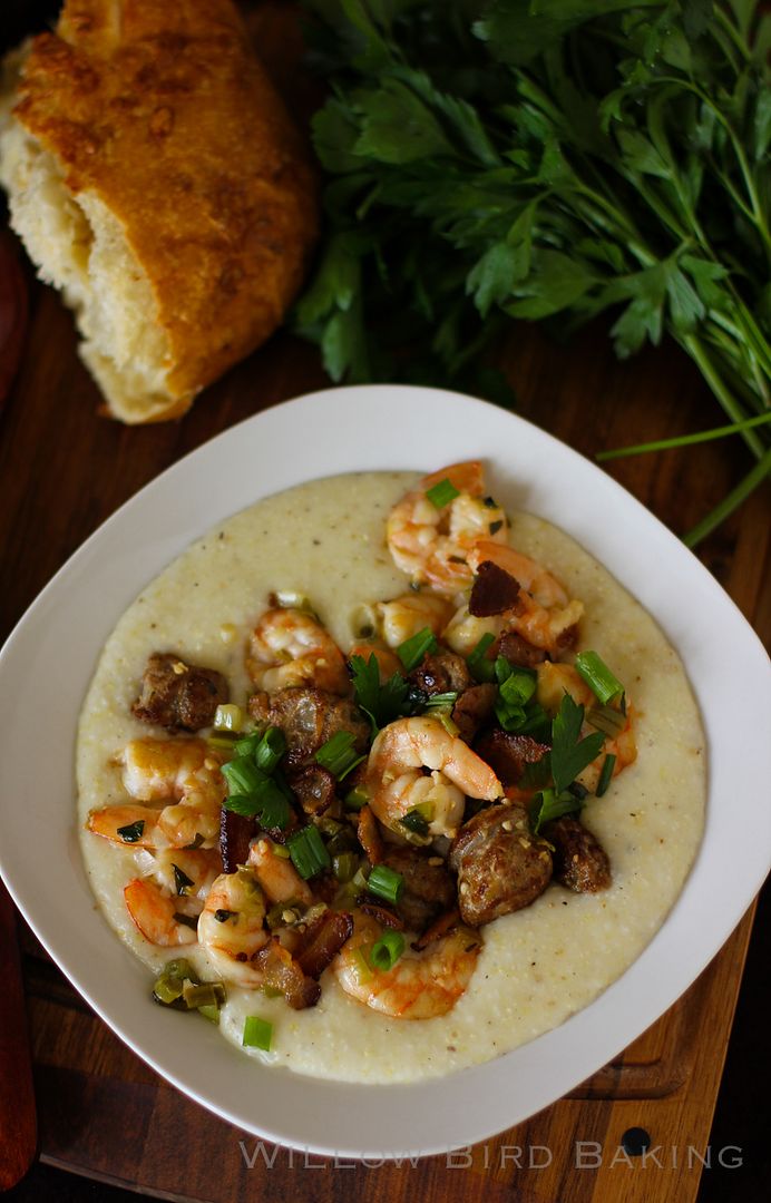 Shrimp and Grits (with Creamy White Cheddar Grits)