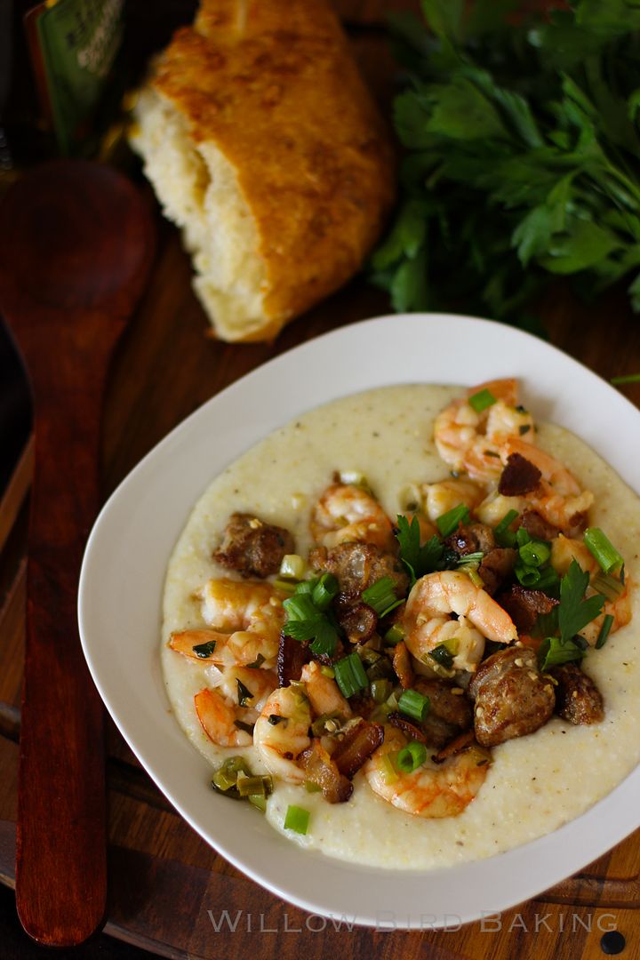 Shrimp and Grits (with Creamy White Cheddar Grits)