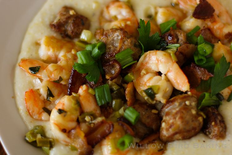 Shrimp and Grits (with Creamy White Cheddar Grits)