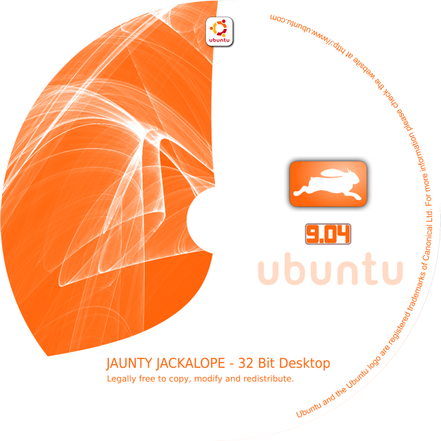 Ubuntu904 CDLabel 32Bit Desktop Jaunty Jackalope CD Labels