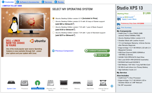 xps13 Dell vende la Studio XPS 13 con Ubuntu