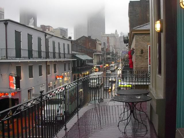 Morning of a very wet Lundi Gras, the party will go on
