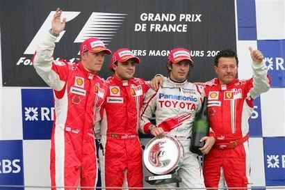Podio Gran Premio Francia 2008 Trulli Raikkonen Massa Ferrari Toyota - Formula 1 - Formula F1