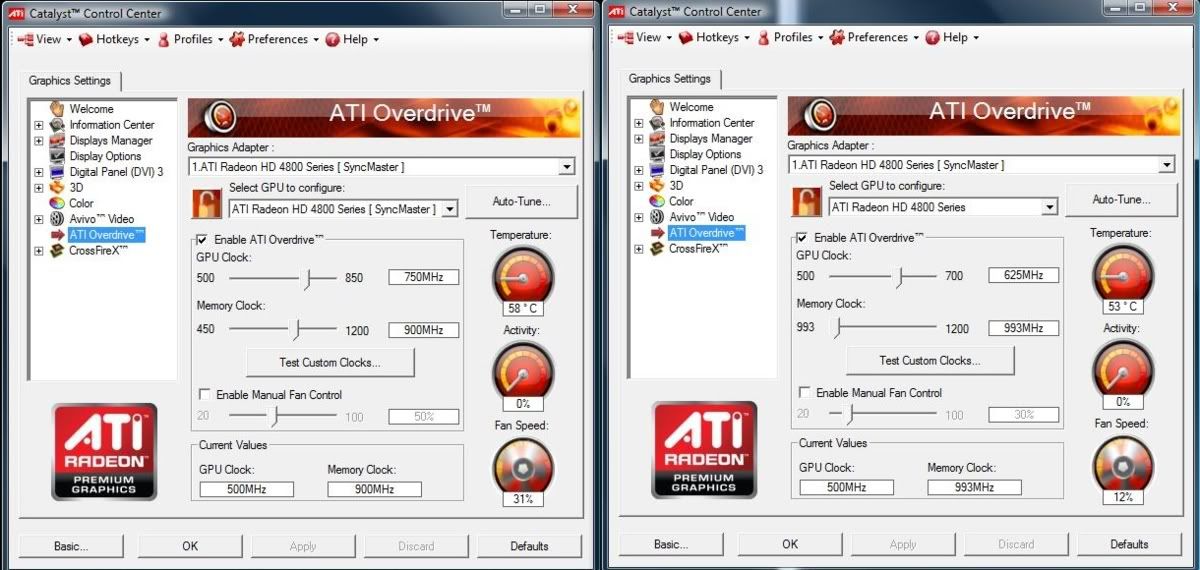 Catalyst Control Center (CCC): ATI Overdrive Configuration