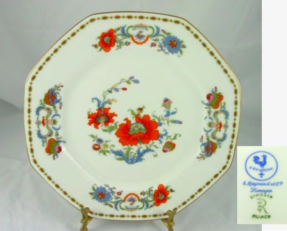 Ceralene Limoges VIEUX CHINE Octagonal Dessert Plate(s)  