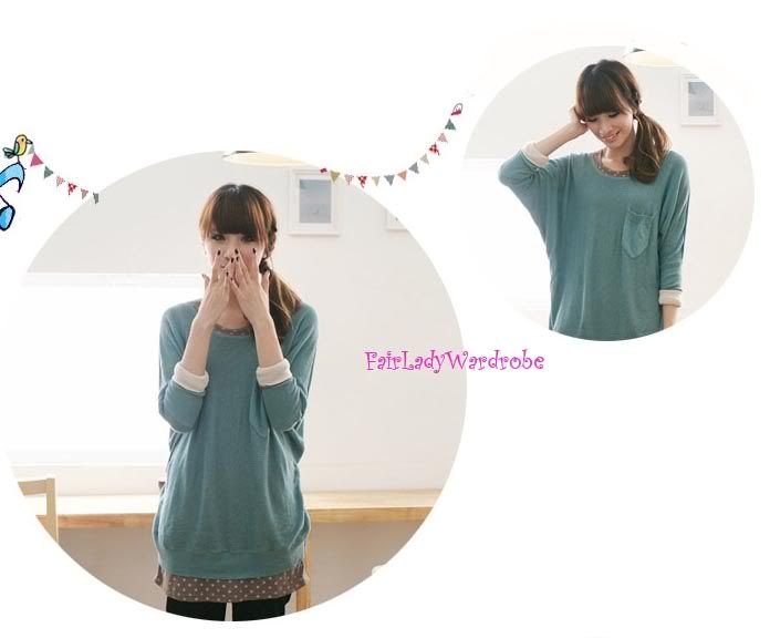 Japan Wide Relaxed Chest Pocket Soft Knit Sweater Green  