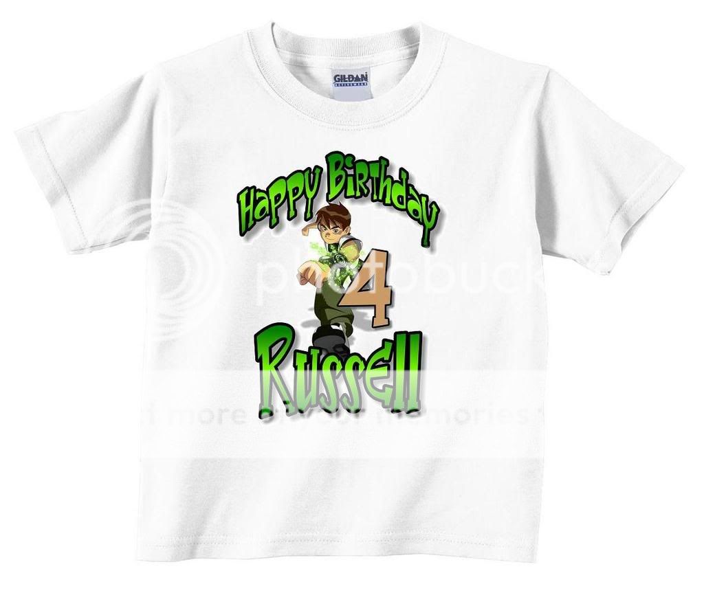 BEN 10 TEN Personalized Birthday T Shirt Any Size  